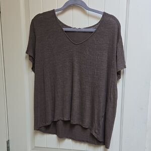 H&M Relaxed V-Neck Short Sleeve Top - Brown